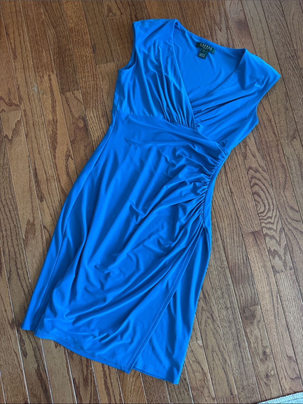 Ralph Lauren V-Neck Sleeveless Royal Blue Midi Dress